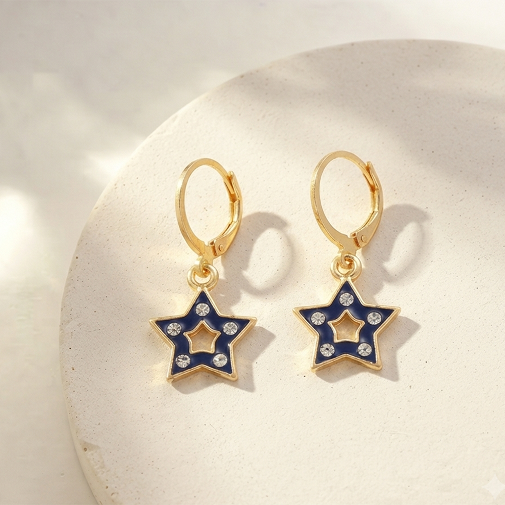 The99Jewel Exclusive Gold Plated Austrian Stone Star Shape Designer Earrings