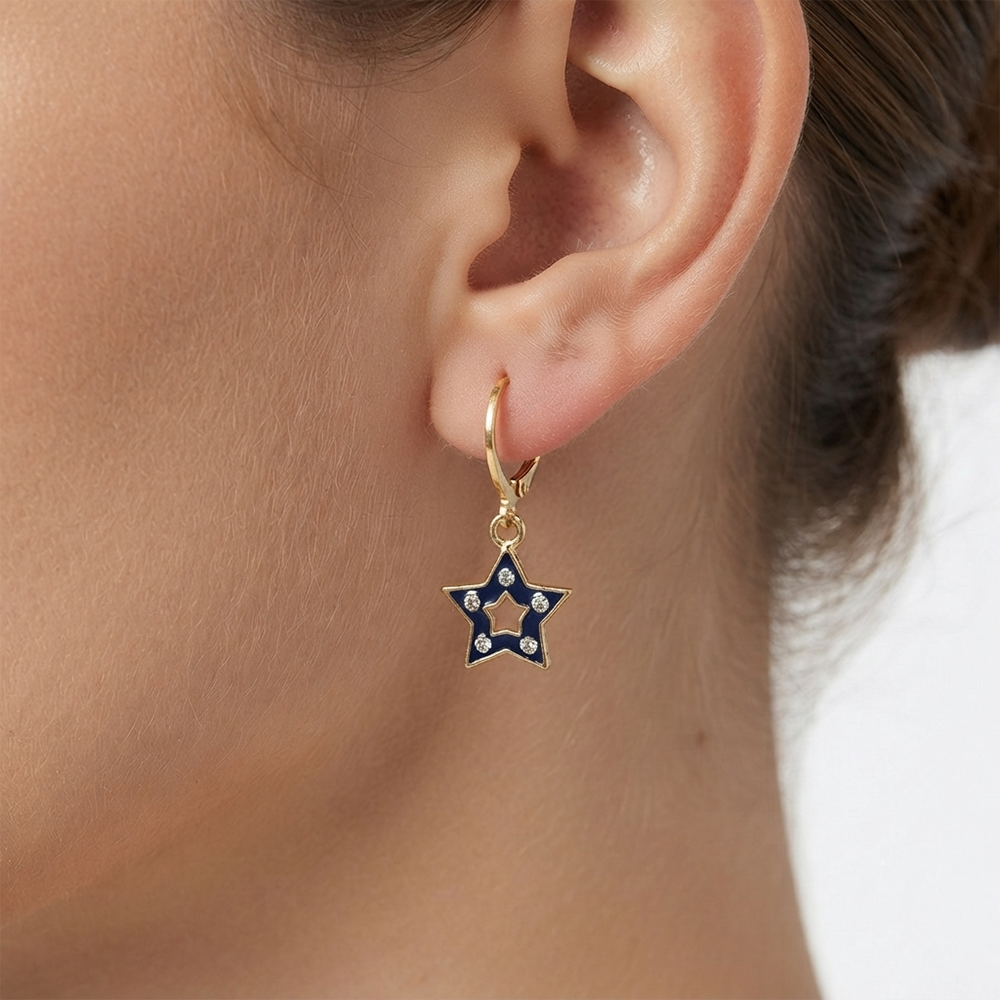 The99Jewel Exclusive Gold Plated Austrian Stone Star Shape Designer Earrings