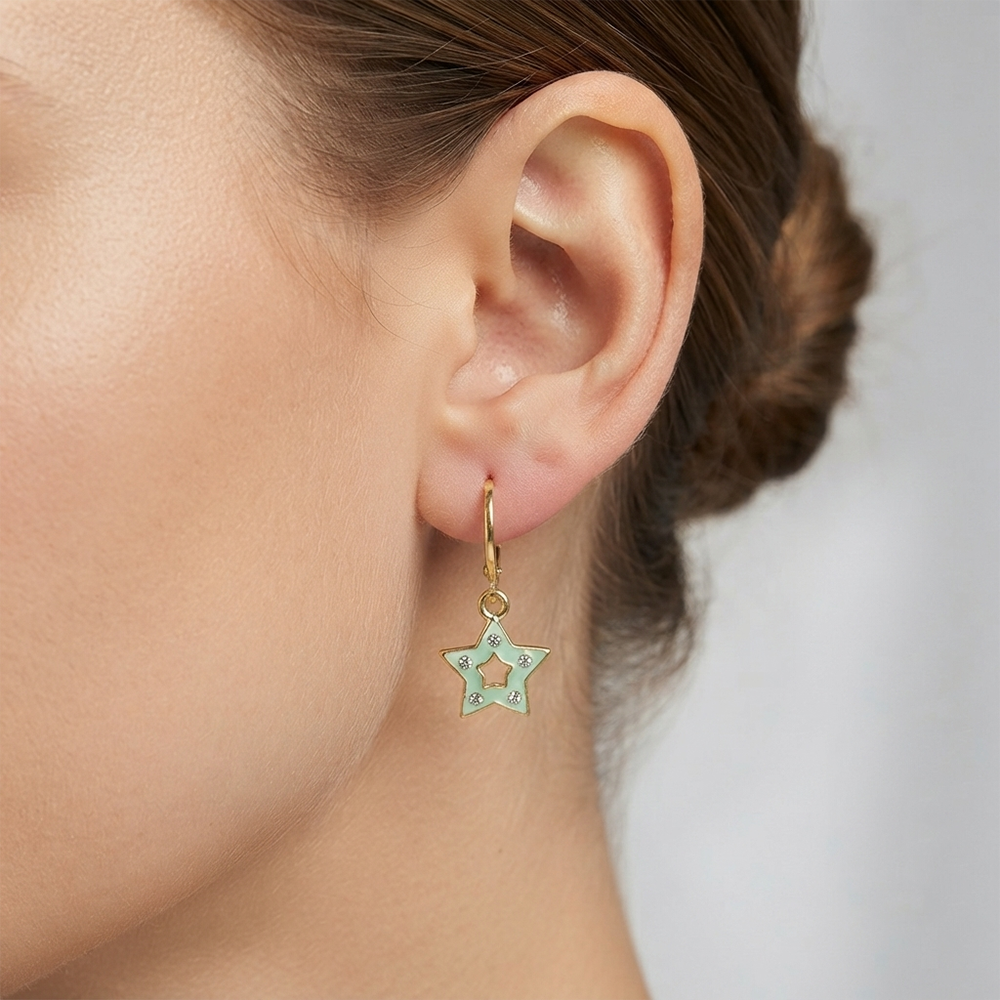 The99Jewel Exclusive Gold Plated Austrian Stone Star Shape Designer Earrings