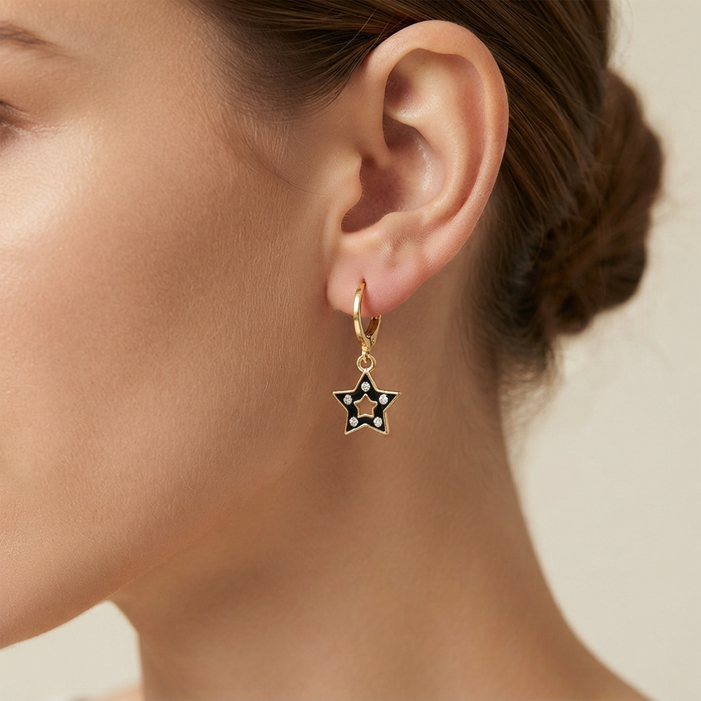 The99Jewel Exclusive Gold Plated Austrian Stone Star Shape Designer Earrings