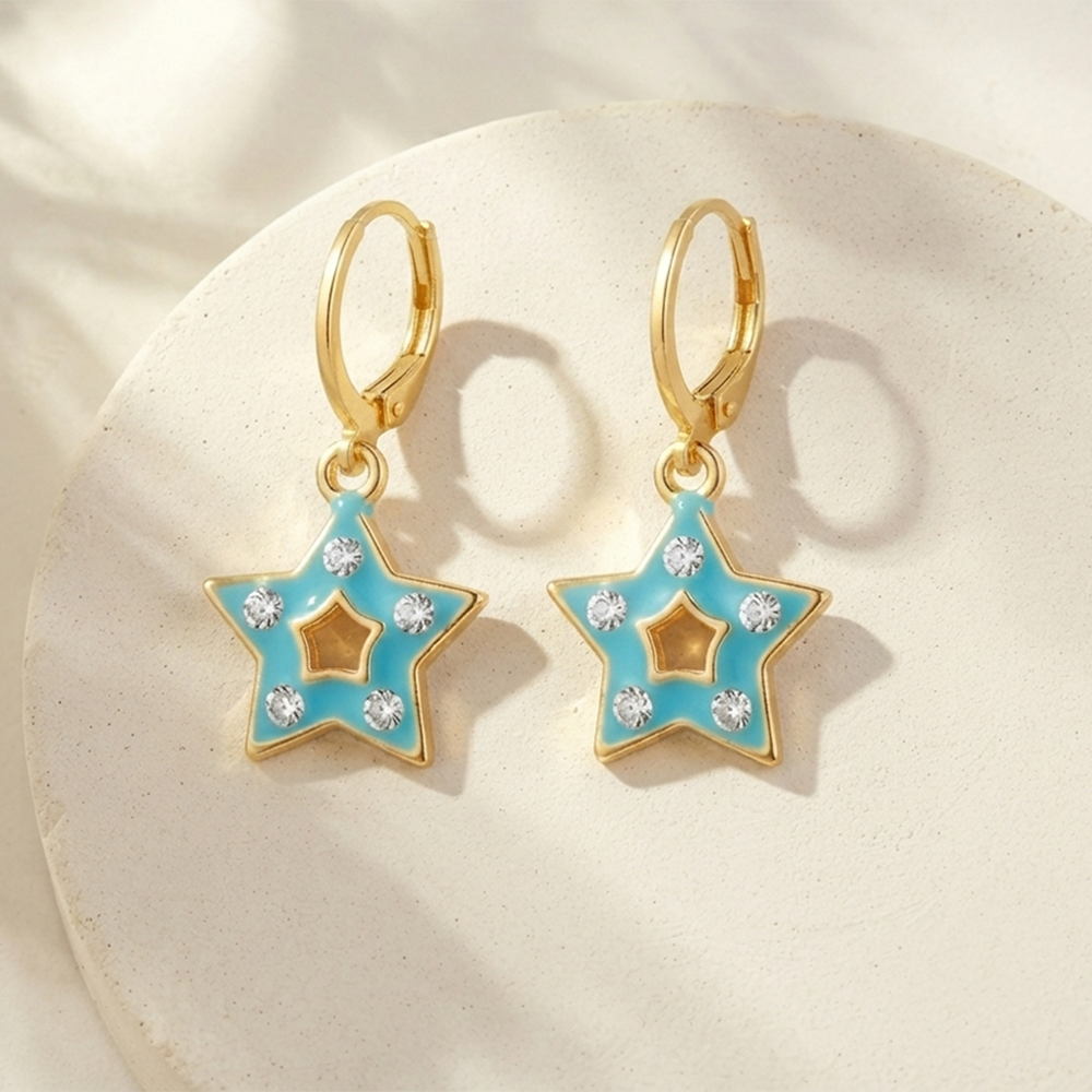 The99Jewel Exclusive Gold Plated Austrian Stone Star Shape Designer Earrings