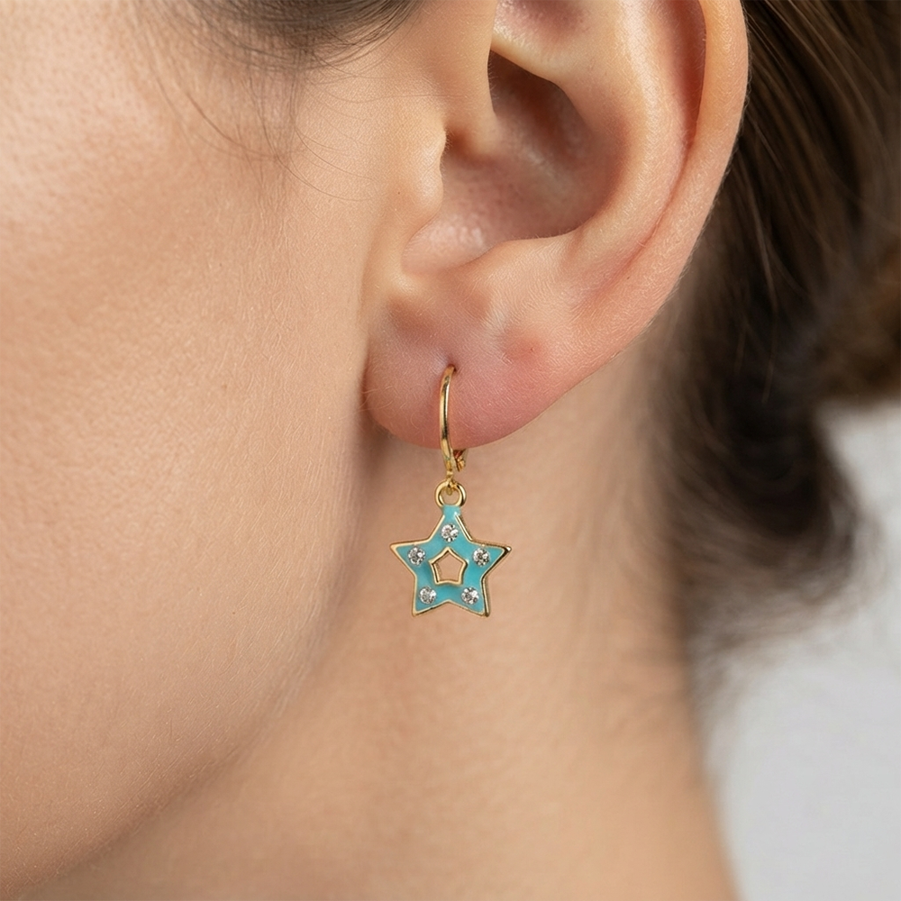 The99Jewel Exclusive Gold Plated Austrian Stone Star Shape Designer Earrings