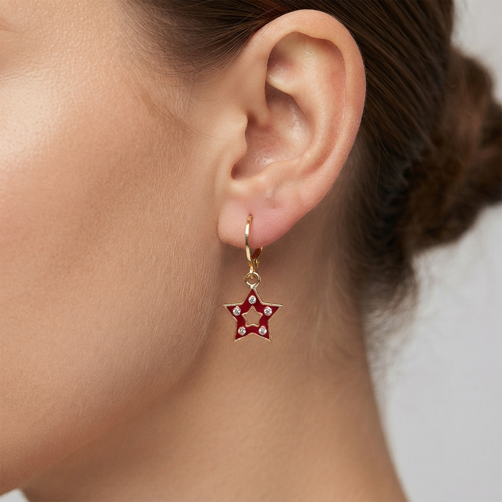 The99Jewel Exclusive Gold Plated Austrian Stone Star Shape Designer Earrings