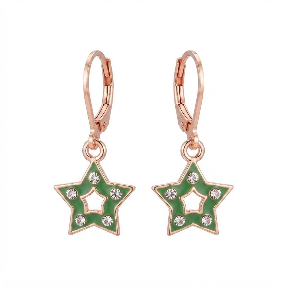 The99Jewel Sparkling Rose Gold Plated Austrian Stone Star Shape Hoop Earrings