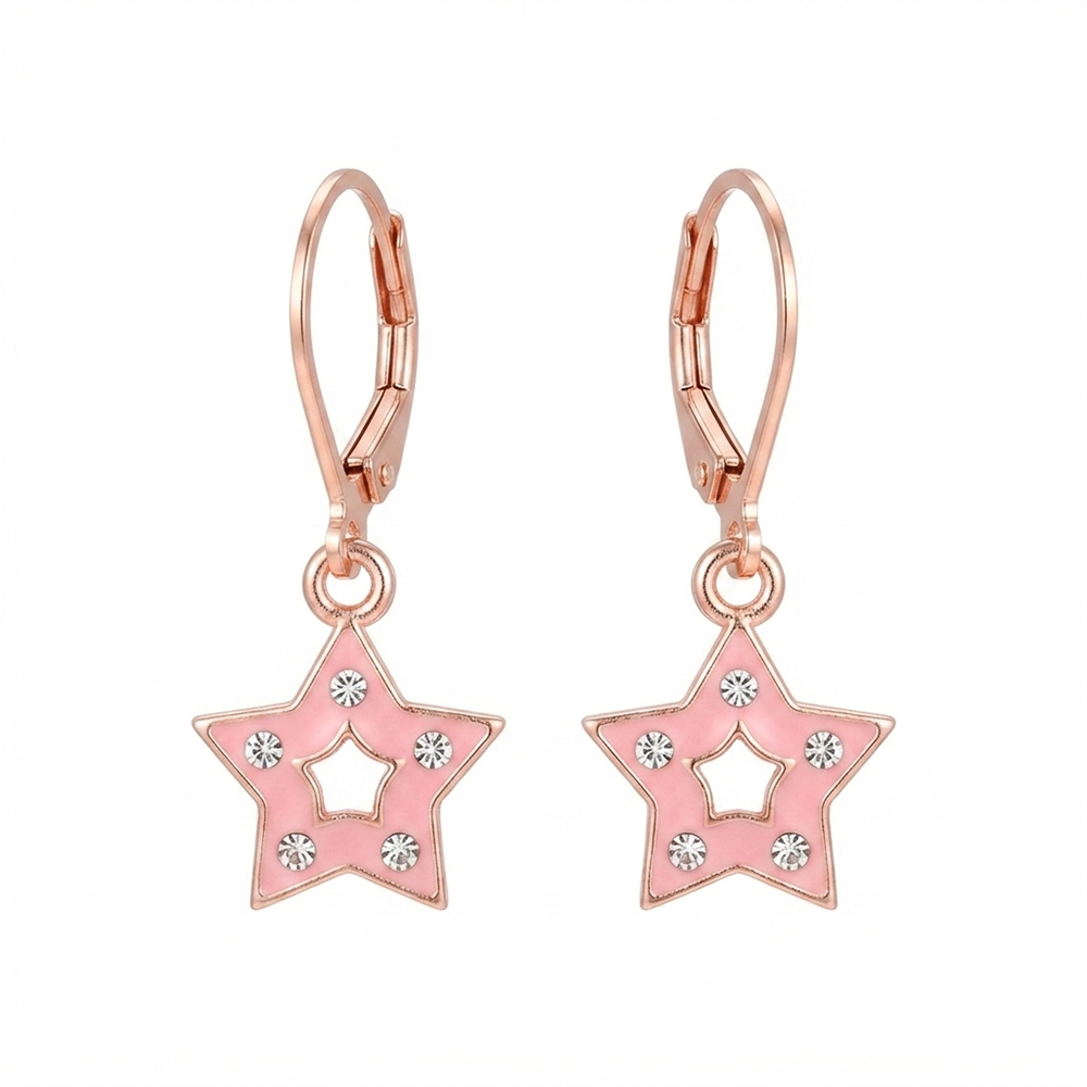 The99Jewel Sparkling Rose Gold Plated Austrian Stone Star Shape Hoop Earrings