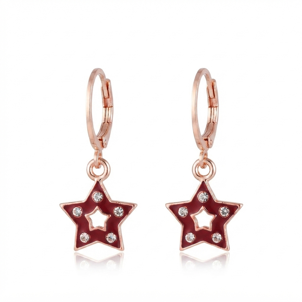 The99Jewel Sparkling Rose Gold Plated Austrian Stone Star Shape Hoop Earrings