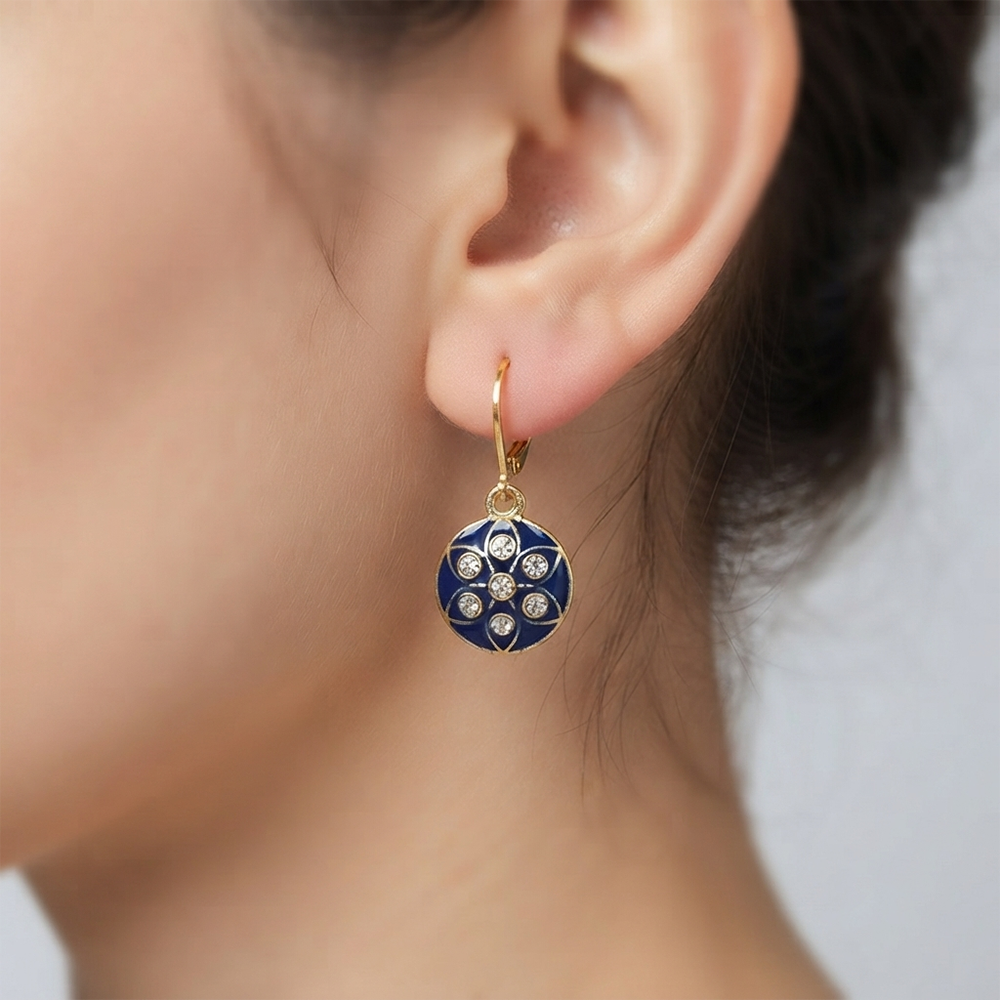 The99Jewel Glamorous Gold Plated Floral Design Hoop Earrings
