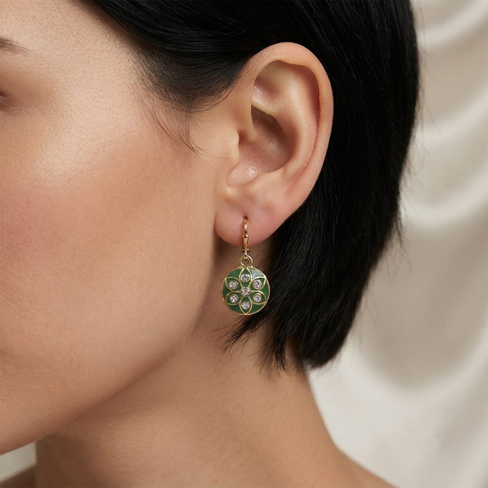 The99Jewel Glamorous Gold Plated Floral Design Hoop Earrings
