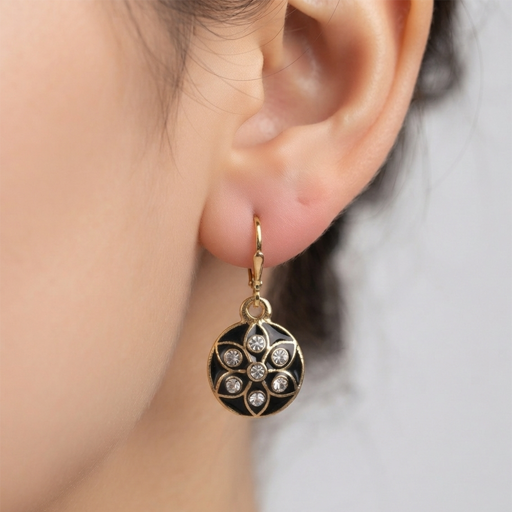 The99Jewel Glamorous Gold Plated Floral Design Hoop Earrings