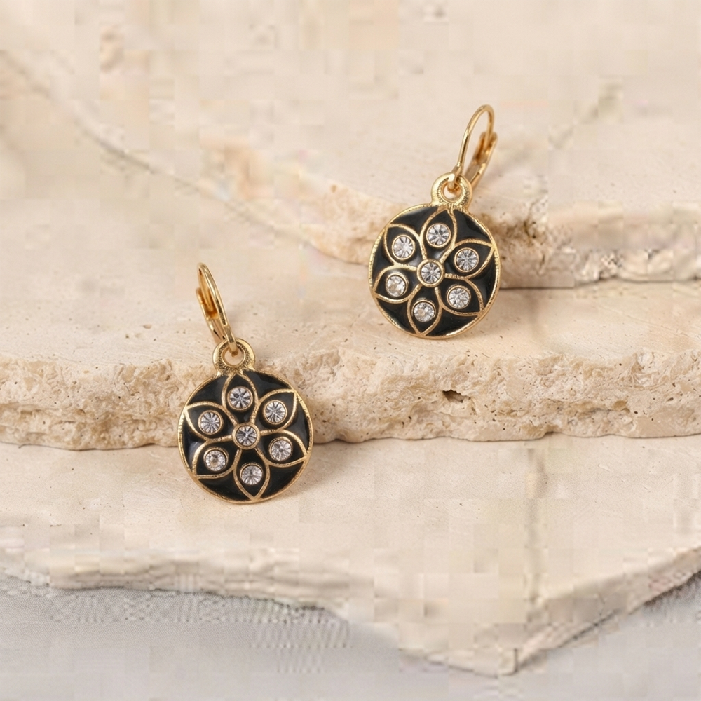 The99Jewel Glamorous Gold Plated Floral Design Hoop Earrings