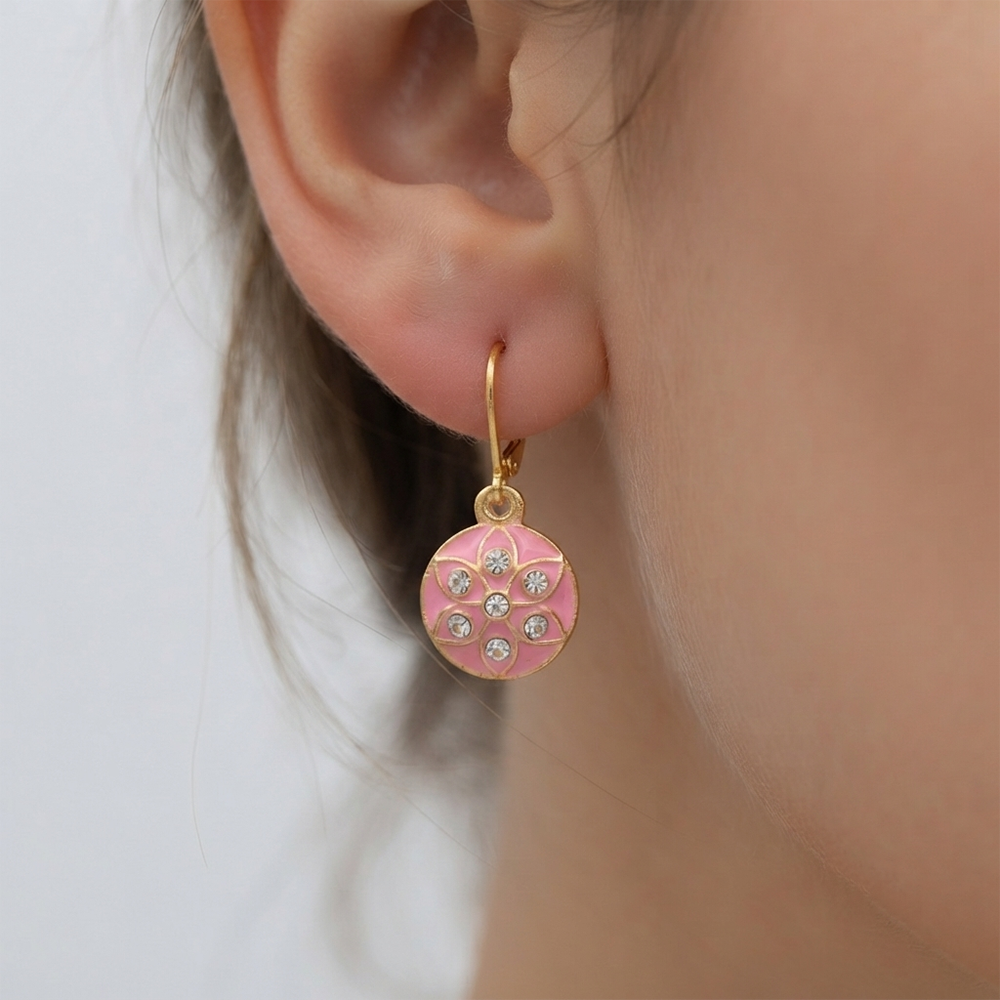 The99Jewel Glamorous Gold Plated Floral Design Hoop Earrings