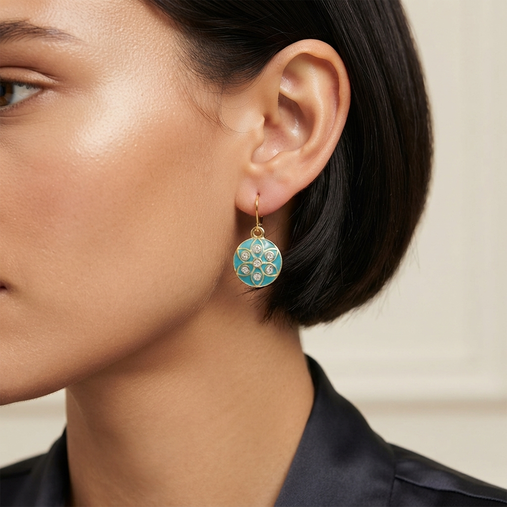 The99Jewel Glamorous Gold Plated Floral Design Hoop Earrings