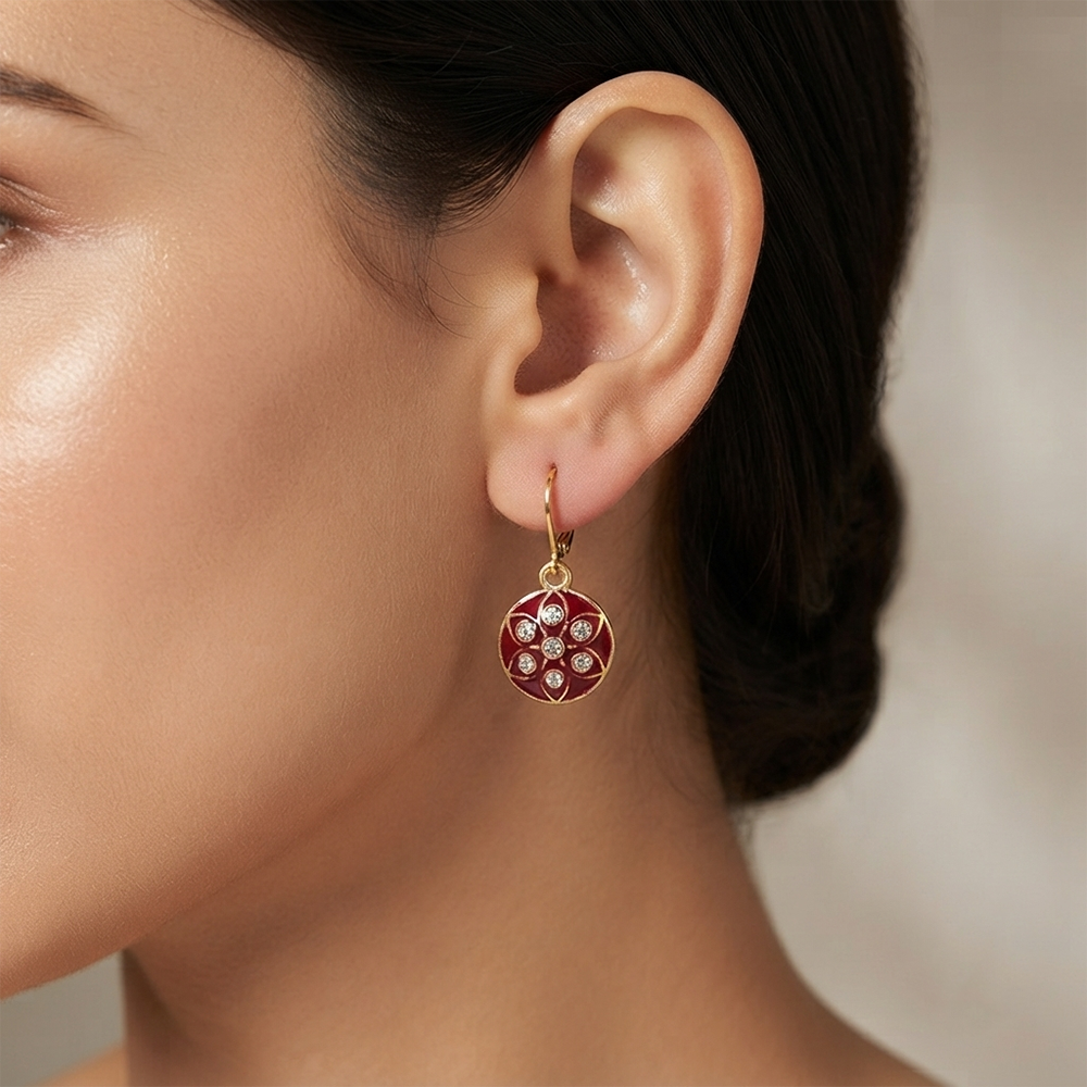 The99Jewel Glamorous Gold Plated Floral Design Hoop Earrings