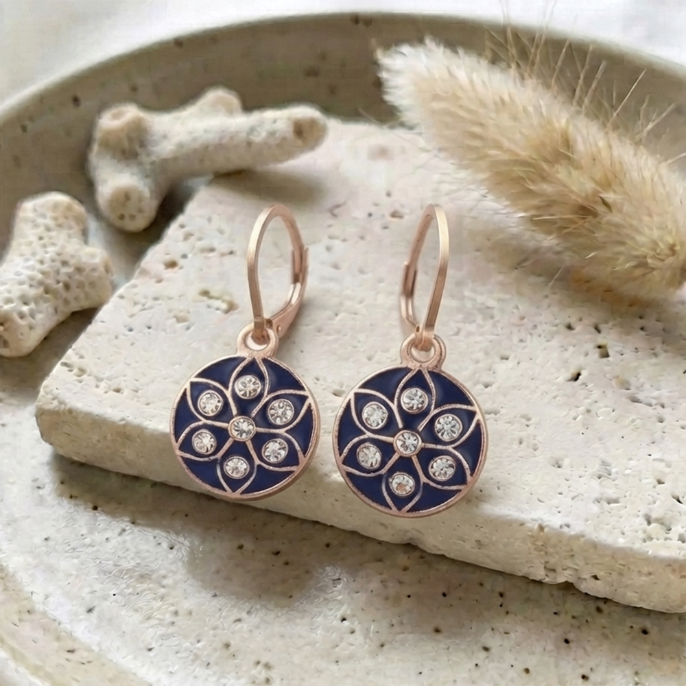The99Jewel Twinkling Rose Gold Plated Austrian Stone Hoop Earrings for women