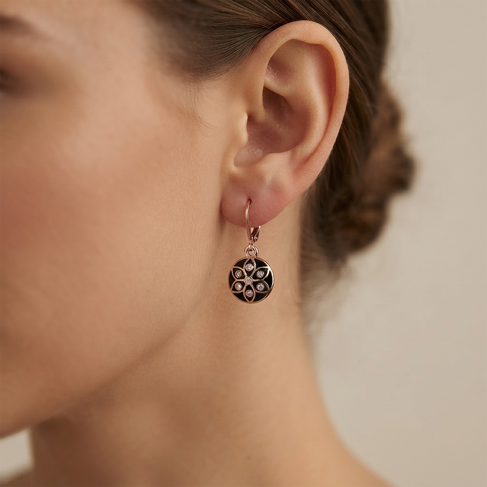 The99Jewel Twinkling Rose Gold Plated Austrian Stone Hoop Earrings for women