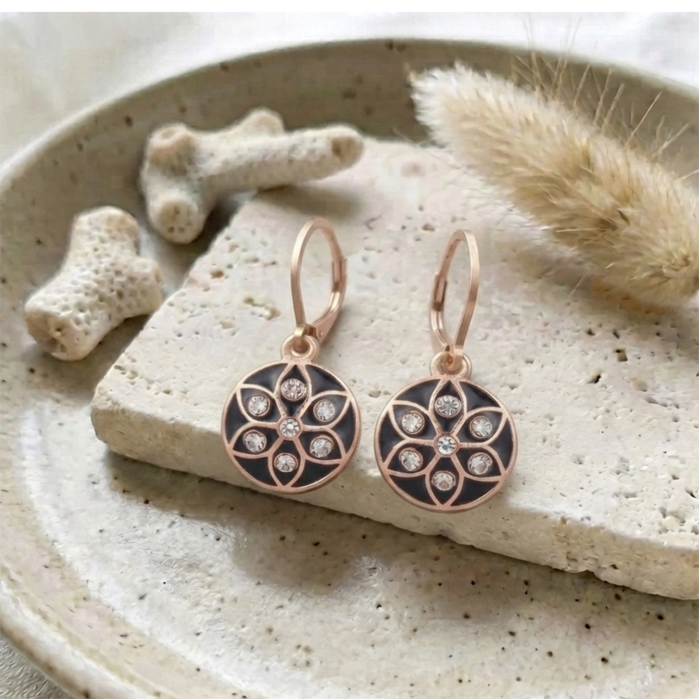 The99Jewel Twinkling Rose Gold Plated Austrian Stone Hoop Earrings for women