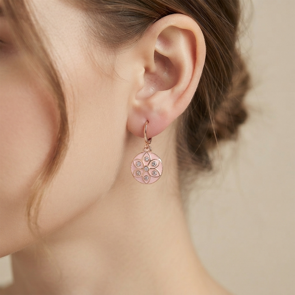 The99Jewel Twinkling Rose Gold Plated Austrian Stone Hoop Earrings for women