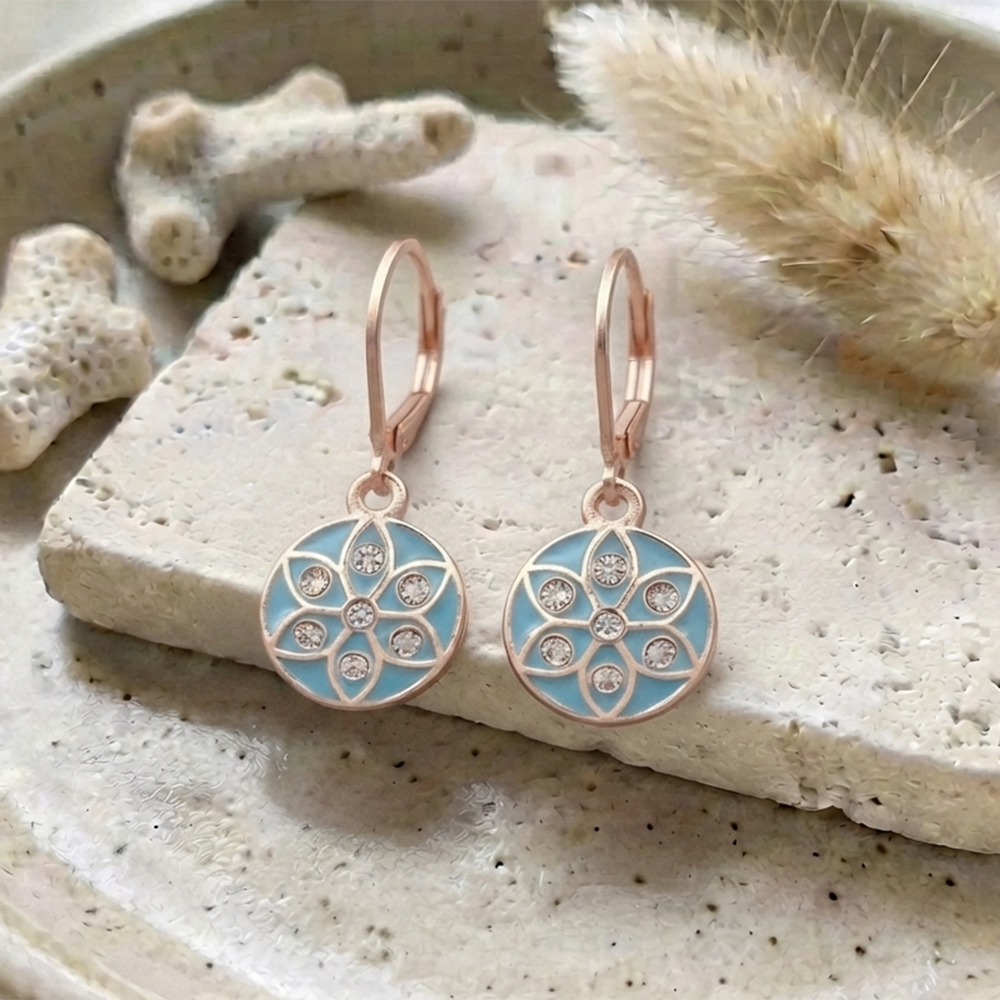 The99Jewel Twinkling Rose Gold Plated Austrian Stone Hoop Earrings for women