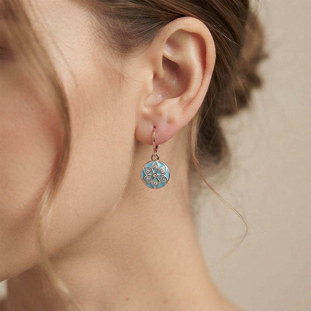 The99Jewel Twinkling Rose Gold Plated Austrian Stone Hoop Earrings for women