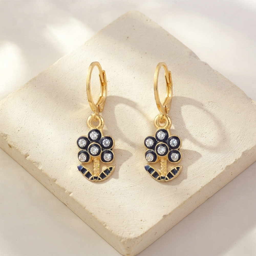 The99Jewel Glamorous Gold Plated Floral Design Hoop Earrings