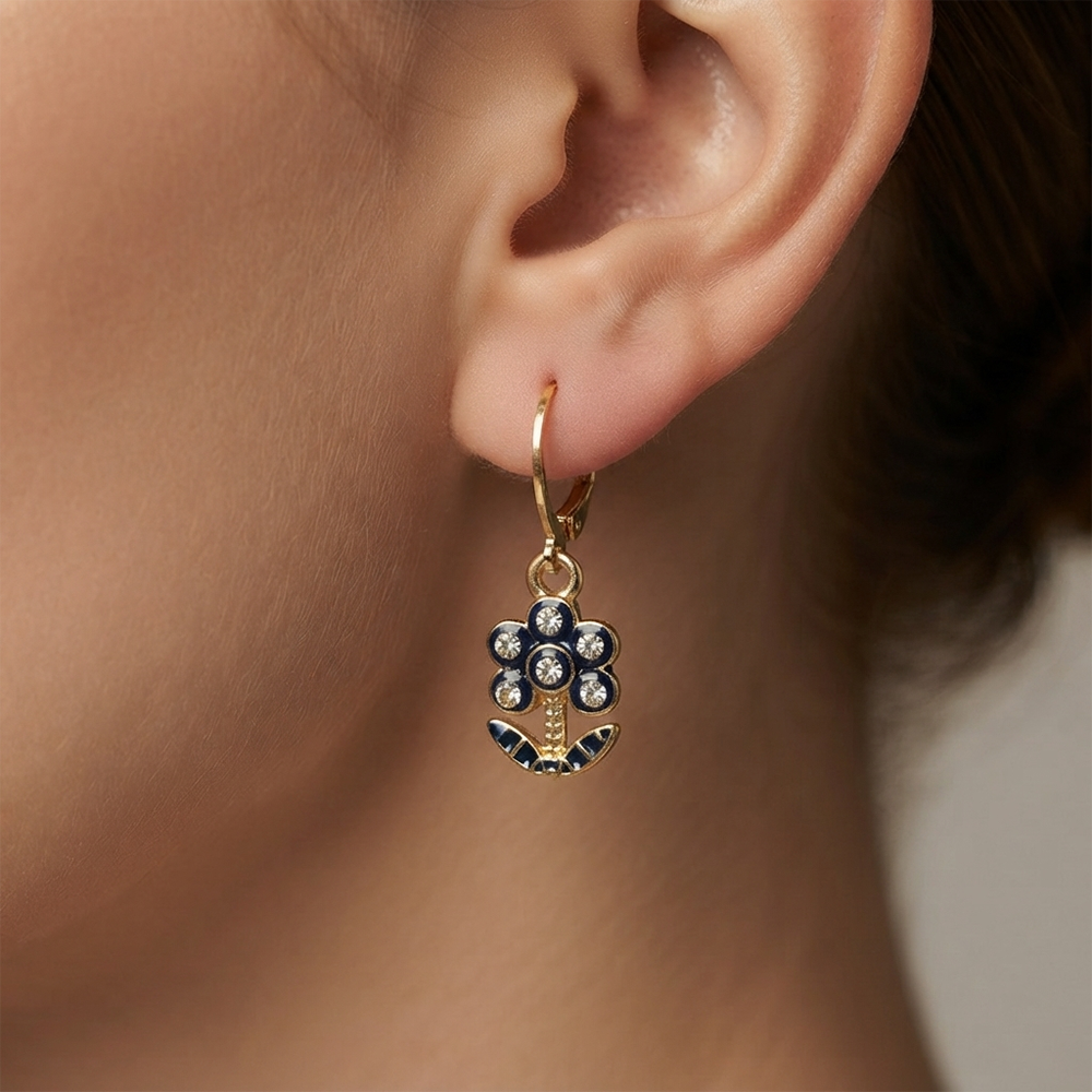 The99Jewel Glamorous Gold Plated Floral Design Hoop Earrings