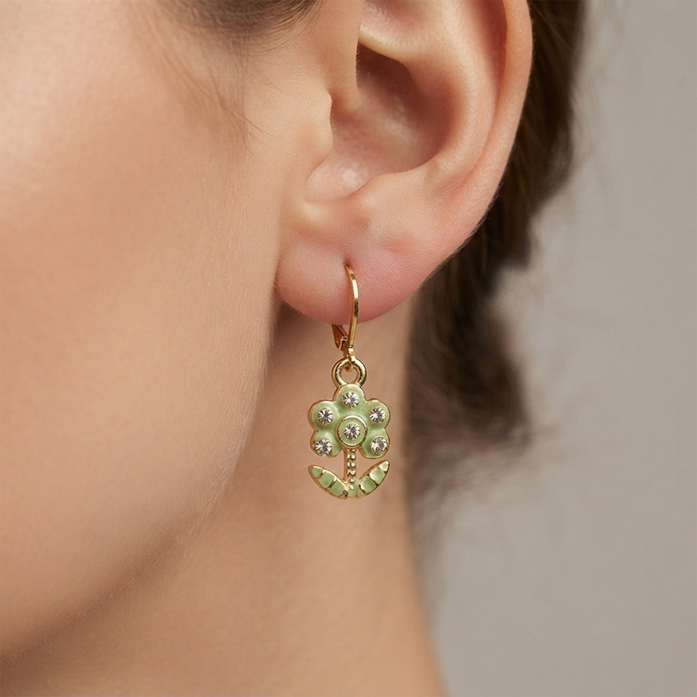 The99Jewel Glamorous Gold Plated Floral Design Hoop Earrings