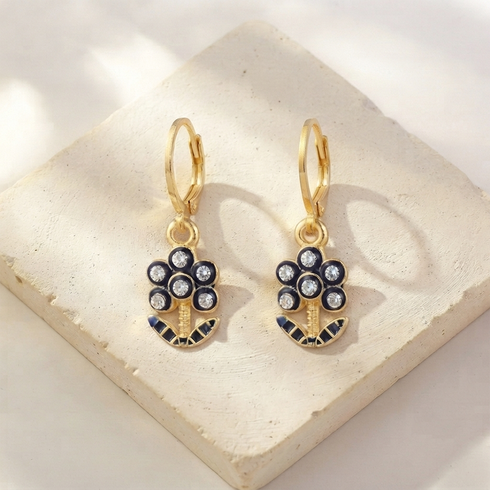 The99Jewel Glamorous Gold Plated Floral Design Hoop Earrings