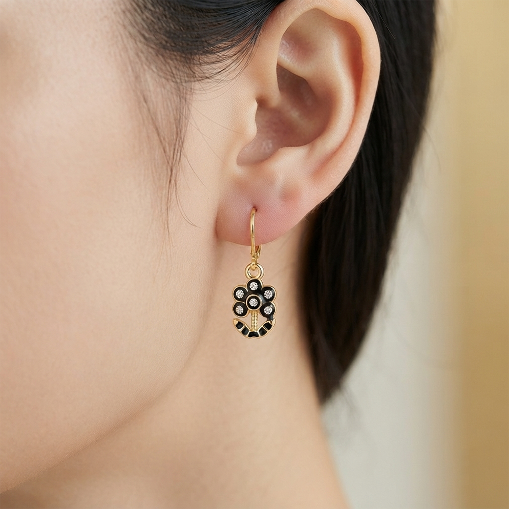 The99Jewel Glamorous Gold Plated Floral Design Hoop Earrings