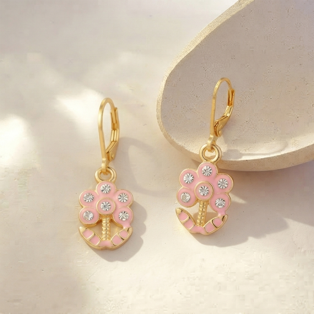 The99Jewel Glamorous Gold Plated Floral Design Hoop Earrings