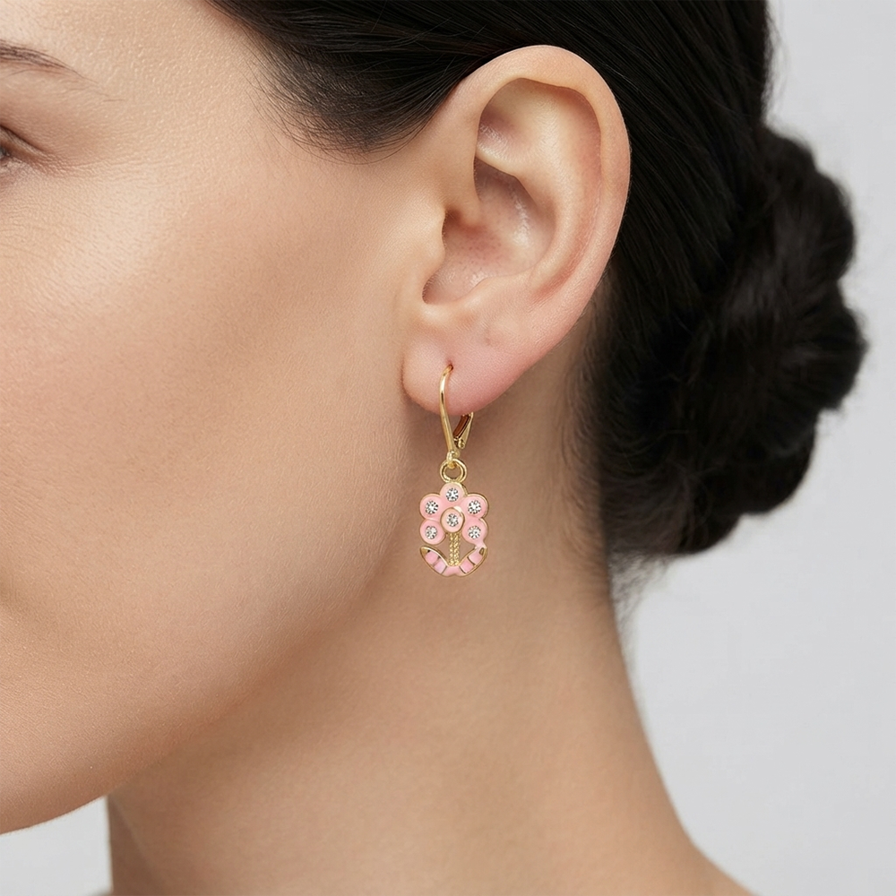 The99Jewel Glamorous Gold Plated Floral Design Hoop Earrings