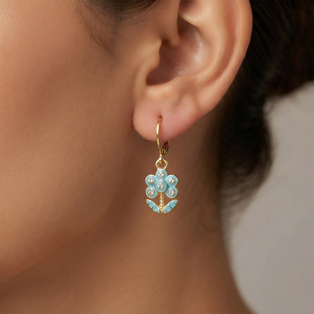 The99Jewel Glamorous Gold Plated Floral Design Hoop Earrings