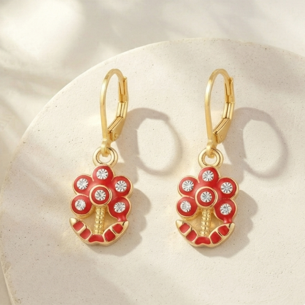 The99Jewel Glamorous Gold Plated Floral Design Hoop Earrings