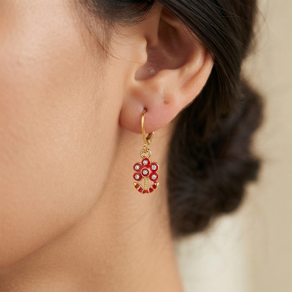The99Jewel Glamorous Gold Plated Floral Design Hoop Earrings