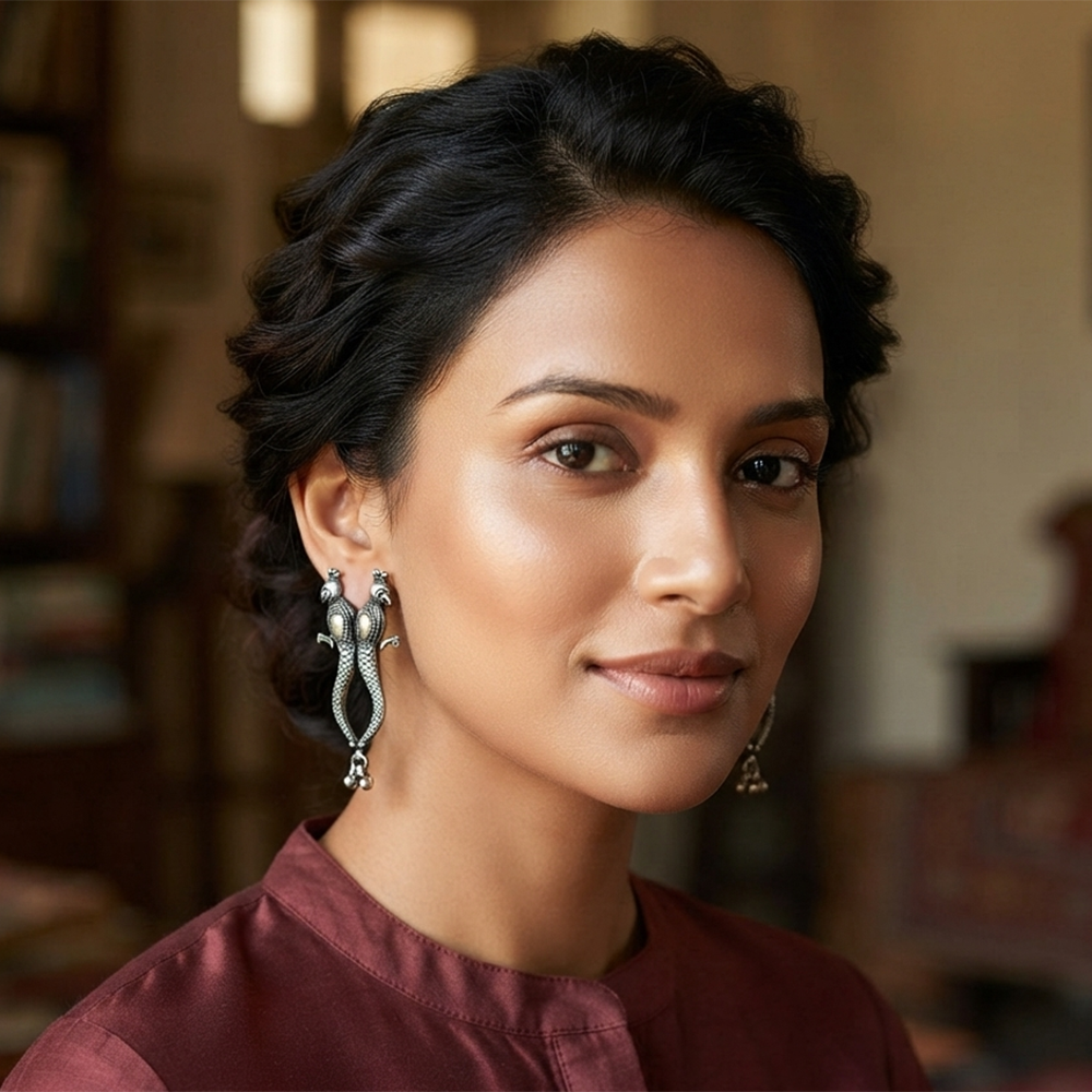 The99Jewel Oxidised Peacock Stud Earrings For Women And Girl