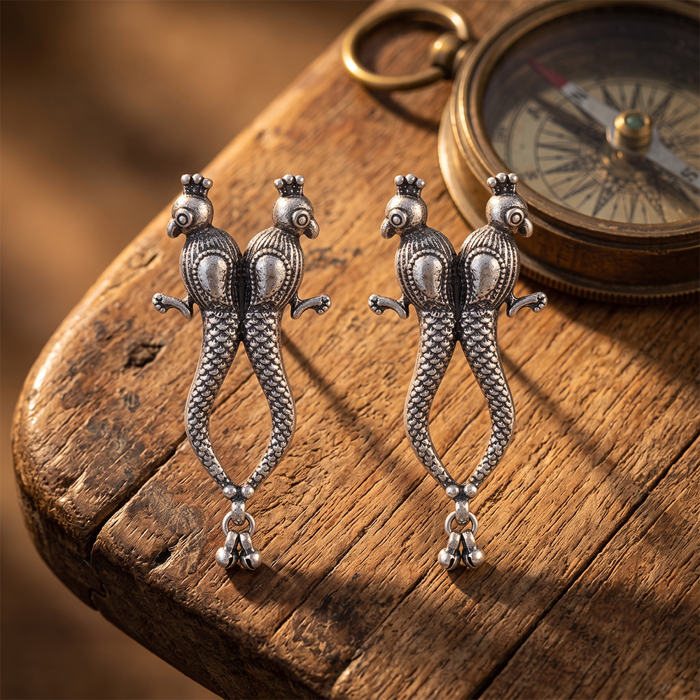 The99Jewel Oxidised Peacock Stud Earrings For Women And Girl