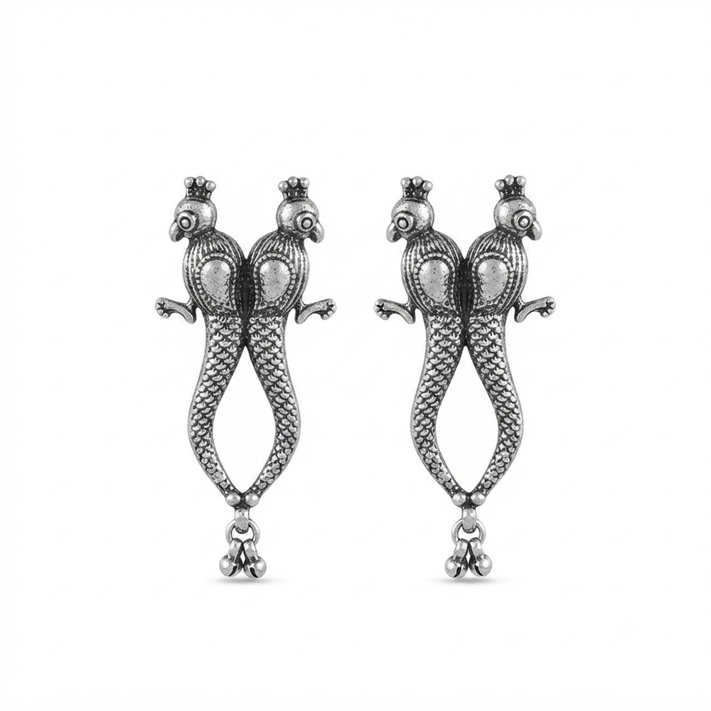 The99Jewel Oxidised Peacock Stud Earrings For Women And Girl