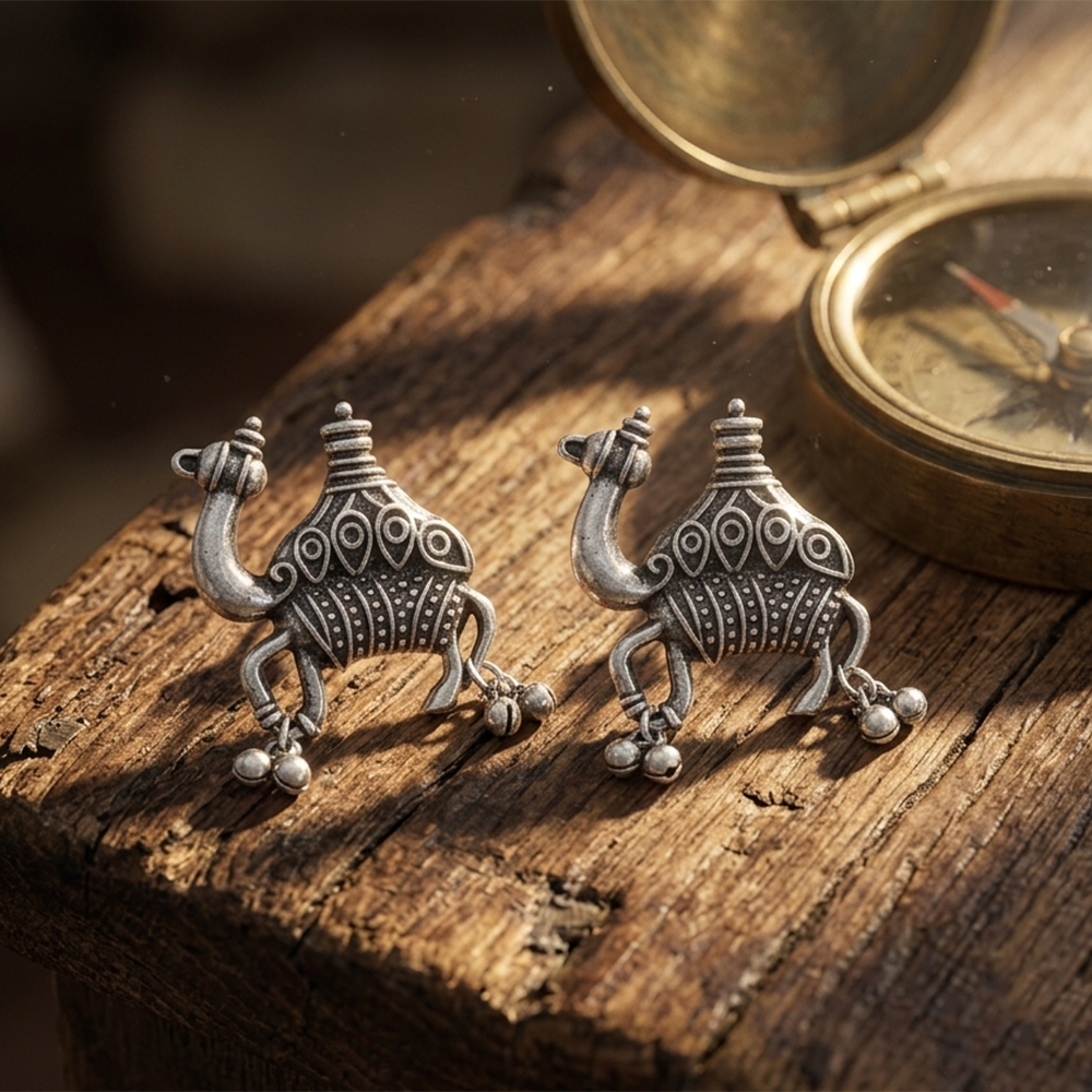 The99Jewel Oxidised Camel Stud Earrings Fro Women And Girls 