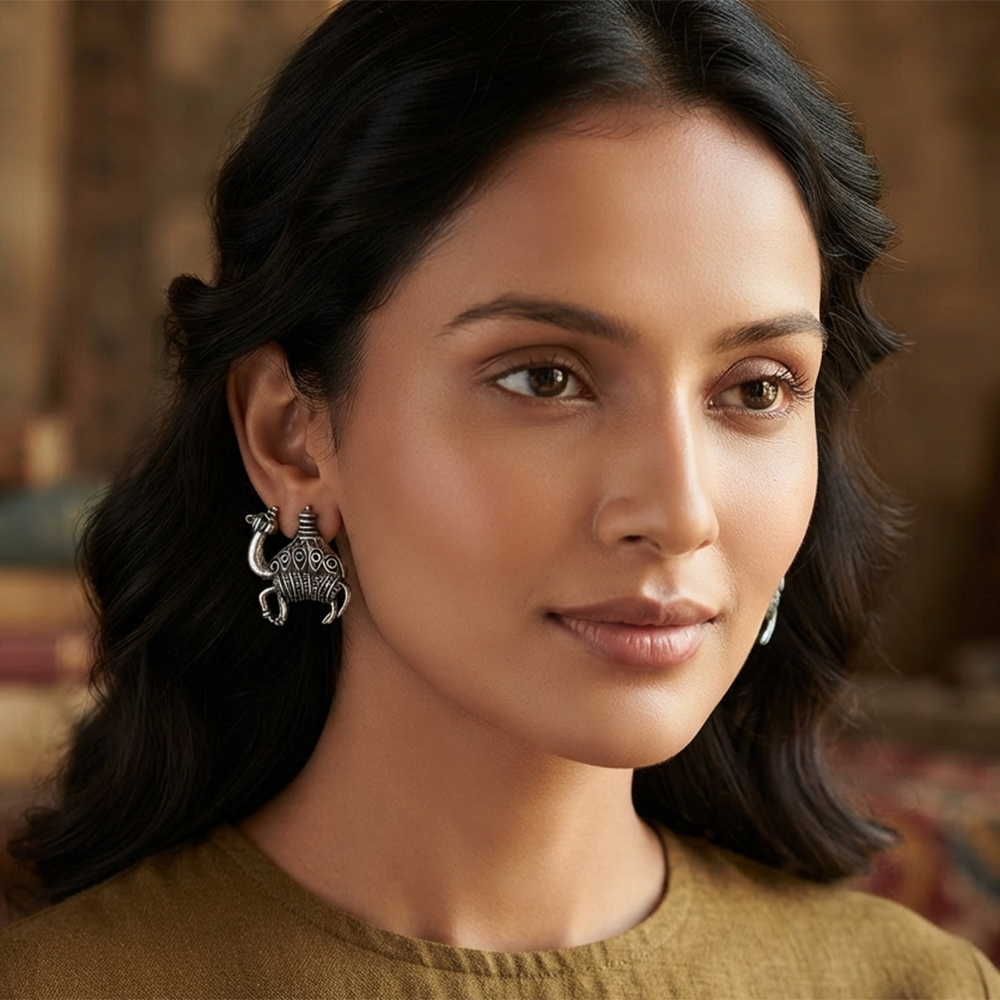 The99Jewel Oxidised Camel Stud Earrings Fro Women And Girls