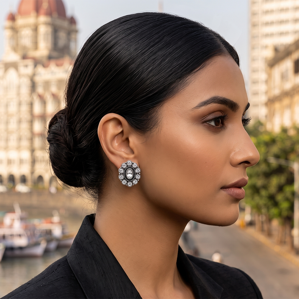 The99Jewel Silver Plated Austrian Stone Stud Earrings