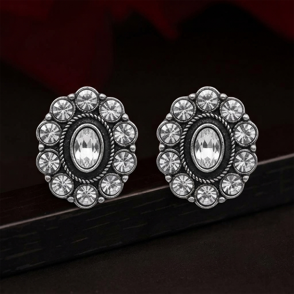 The99Jewel Silver Plated Austrian Stone Stud Earrings 