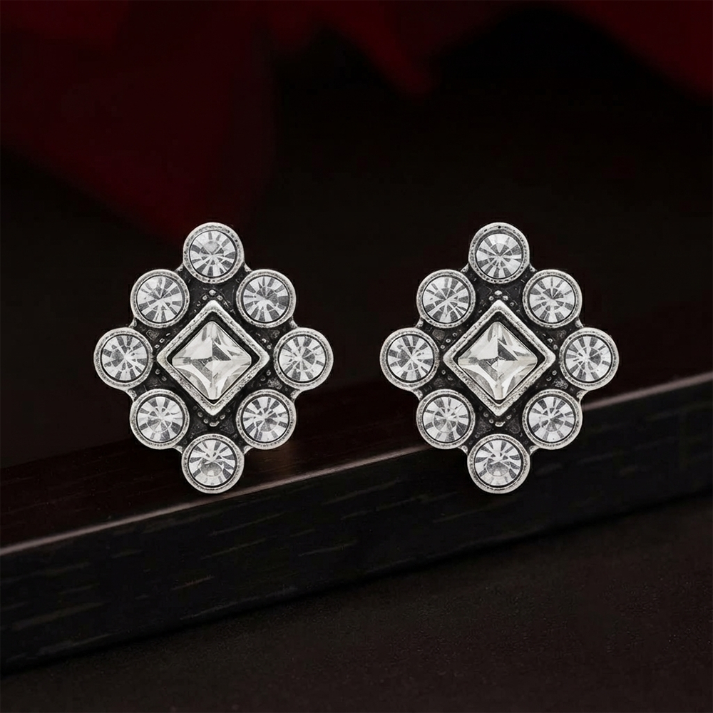 The99Jewel Silver Plated Austrian Stone Stud Earrings 