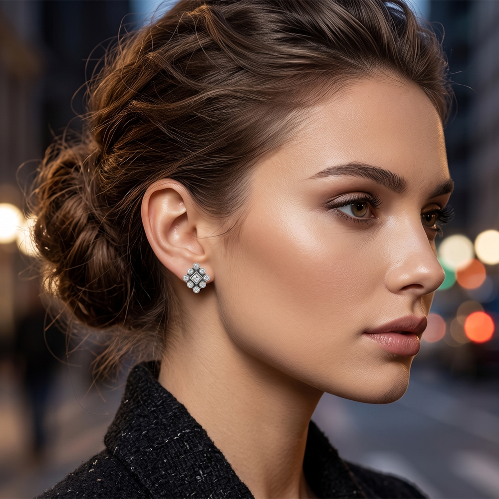 The99Jewel Silver Plated Austrian Stone Stud Earrings