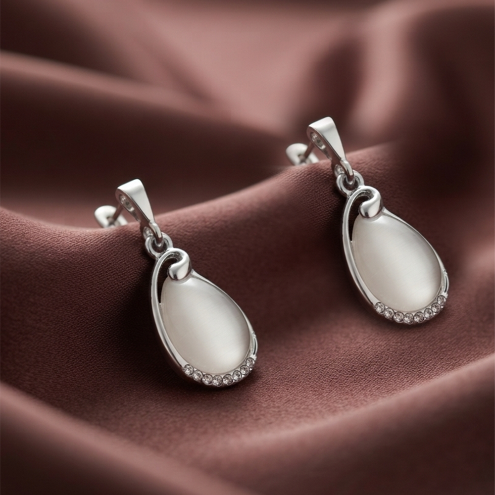 The99Jewel Silver Plated Monalisa Stone Dangler Earrings