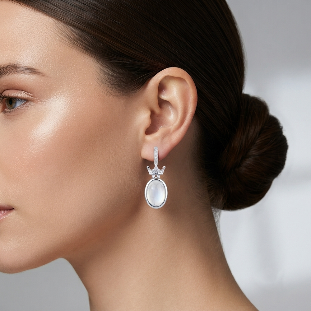 The99Jewel Silver Plated Monalisa Stone Dangler Earrings