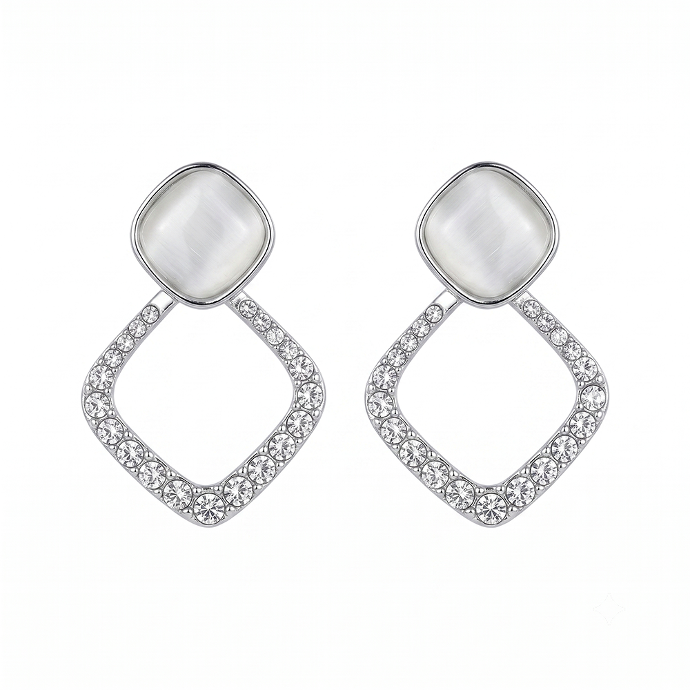 The99Jewel Silver Plated Monalisa Stone Dangler Earrings