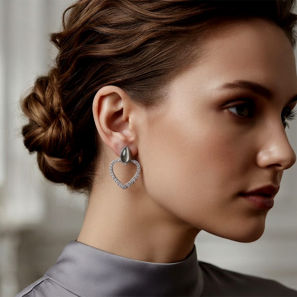 The99Jewel Silver Plated Monalisa Stone Dangler Earrings