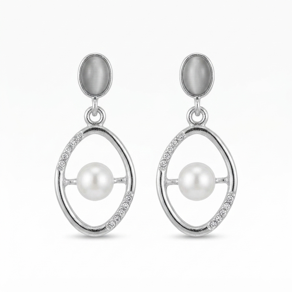 The99Jewel Silver Plated Monalisa Stone Dangler Earrings
