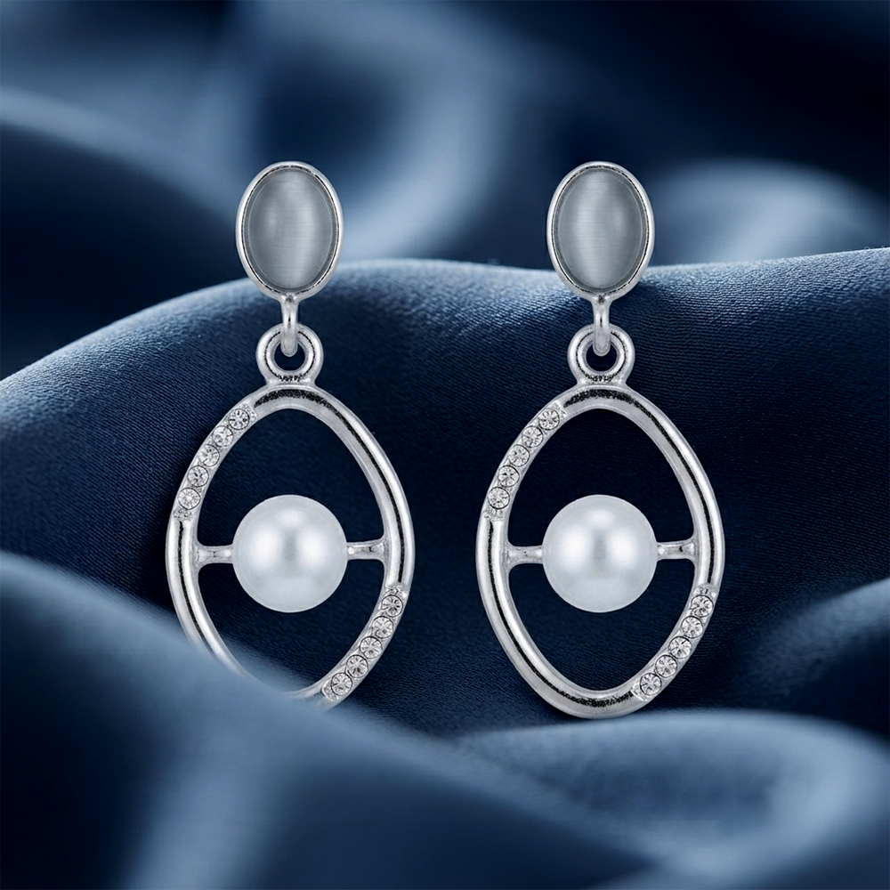 The99Jewel Silver Plated Monalisa Stone Dangler Earrings
