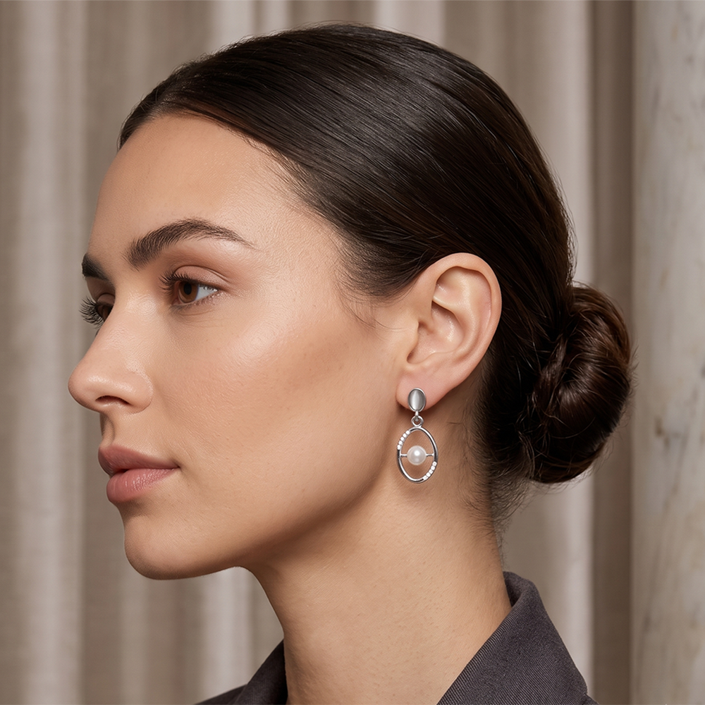 The99Jewel Silver Plated Monalisa Stone Dangler Earrings