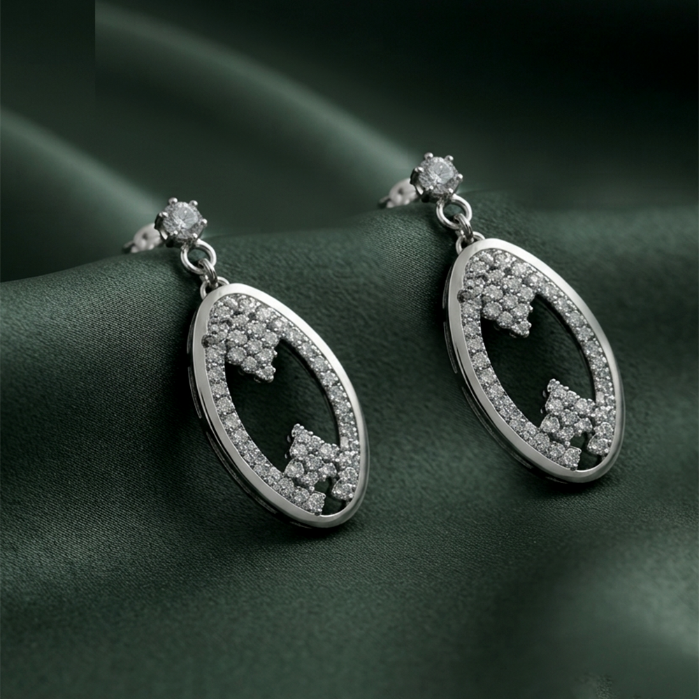 The99Jewel Silver Plated Austrian Stone Dangler Earrings